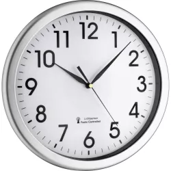 TFA Corona Light Funk Wanduhr mit Beleuchtung silbergrau