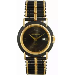CATENA Othello Flatline flache Quartz Armbanduhr schwarz
