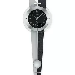 AMS Pendeluhr Funk Wanduhr schwarz Rückwand grauschwarz