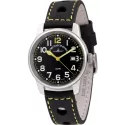 ZENO-WATCH BASEL Pilot Classic Fliegeruhr Edelstahl schwarz/gelb