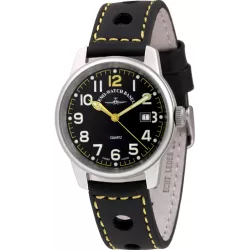 ZENO-WATCH BASEL Pilot Classic Fliegeruhr Edelstahl schwarz/gelb