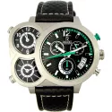 RENDEX Multitimer XXL Dreizeitenuhr Chronograph Edelstahl