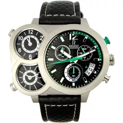 RENDEX Multitimer XXL Dreizeitenuhr Chronograph Edelstahl