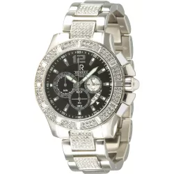RENDEX Bling-Bling XL Chronograph Quartzuhr Stahl schwarz