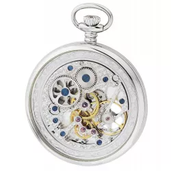 Klassik Taschenuhr Handaufzug Residence Open Heart silber