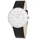 Junghans MAX BILL 38 Automatikuhr Stahl weiss Zahlen Leder