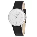 Junghans MAX BILL 34 Handaufzuguhr Stahl weiss Index Leder