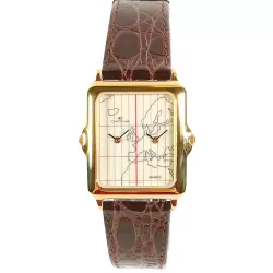 CATENA Dual-Time Quartz Zweizeitenuhr vergoldet