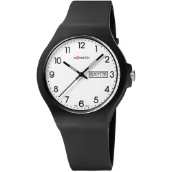 M-WATCH Core 42 Schweizer XL Quartzuhr Tag Datum schwarz-weiss