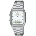 CASIO Digi-Analog Retro GMT Quartzuhr weiss