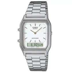 CASIO Digi-Analog Retro GMT Quartzuhr weiss
