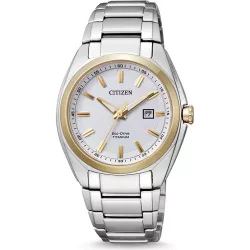 CITIZEN Damenuhr Super Titanium Eco-Drive Solaruhr bicolor