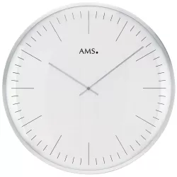 AMS Bauhaus Quartzwanduhr silber gross