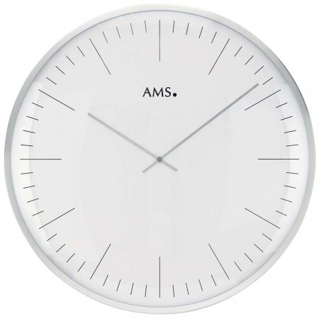 AMS Bauhaus Quartzwanduhr silber gross