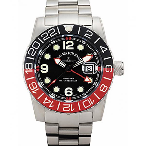ZENO-WATCH BASEL, Airplane Diver, XL Taucheruhr GMT, schwarz/rot MB ZENO-WATCH BASEL, Airplane Diver, XL Taucheruhr GMT, schwarz/rot MB