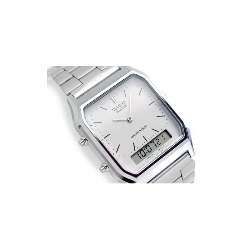 CASIO Digi-Analog Retro GMT Quartzuhr weiss