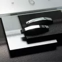 AMS More Square Silent Quartzwanduhr Schieferoptik