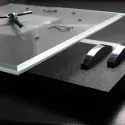 AMS More Square Silent Quartzwanduhr Schieferoptik