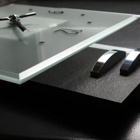 AMS More Square Silent Quartzwanduhr Schieferoptik