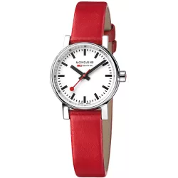 MONDAINE Evo2 26 Damen Bahnhofsuhr Petite Saphirglas rot