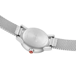 MONDAINE Evo2 26 Damen Bahnhofsuhr Petite Saphirglas Mesh matt