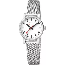 MONDAINE Evo2 26 Damen Bahnhofsuhr Petite Saphirglas Mesh matt