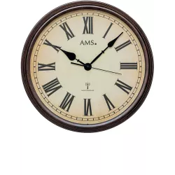 AMS Vintage Look XL Funkwanduhr Metallgehäuse braun