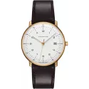 Junghans MAX BILL 38 Quartzuhr vergoldet weiss Zahlen Leder