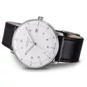 Junghans MAX BILL 38 Automatikuhr Stahl weiss Zahlen Leder Datum