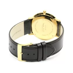 Junghans MAX BILL 38 Quartzuhr vergoldet weiss Zahlen Leder
