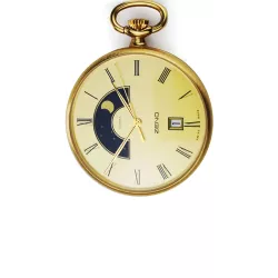 Mondphasen Taschenuhr Quartz vergoldet römisch