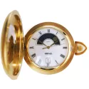 Mondphasen Taschenuhr Quartz weiss mit Deckel römisch