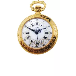 Retro Anhängeuhr Handaufzug mit römischen Zahlen vergoldet