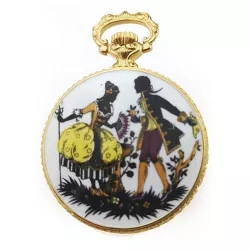 Retro Anhängeuhr Handaufzug mit römischen Zahlen vergoldet