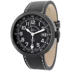 ZENO-WATCH BASEL Pilot Rondo Quartz Fliegeruhr GMT schwarz