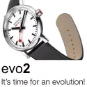 MONDAINE Evo2 30 Damen Bahnhofsuhr Big Date Saphirglas rot