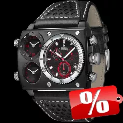 RENDEX Multitime XXL Dreizeitenuhr Chronograph Stahl schwarz