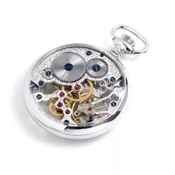 Skelett Taschenuhr Handaufzug chrom