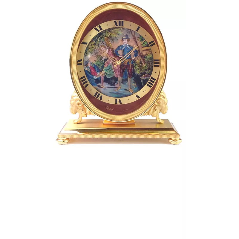 IMHOF Tischuhr Quartz Oval Romantik von Hand emailliert