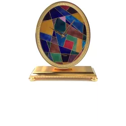 IMHOF Tischuhr Quartz Mosaik von Hand emailliert