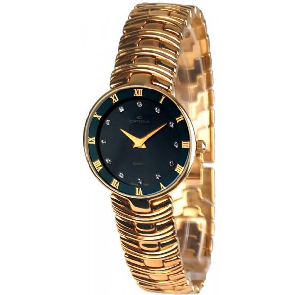 CATENA Marbella Diamond, vergoldete Quartz Armbanduhr schwarz CATENA Marbella Diamond, vergoldete Quartz Armbanduhr schwarz