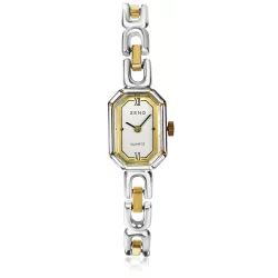 ZENO Art Deco Modern Quartz Damenuhr bicolor Oktagon