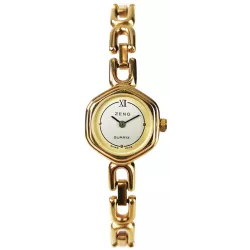 ZENO Art Deco Modern Quartz Damenuhr dor galb
