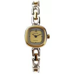 ZENO Art Deco Modern Quartz Damenuhr bicolor galb