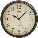 AMS Vintage Look Funkwanduhr Holzoptik braun