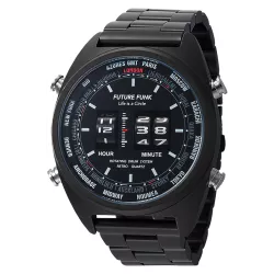 FUTURE FUNK Retro Digitaluhr Quartz FF103 Stahl schwarz
