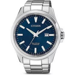 CITIZEN Herrenuhr Eco-Drive Solar Super Titanium blau
