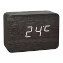 TFA Clocco Design Funk-Wecker Thermometer Kalender in Holz-Optik schwarz