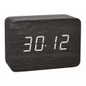 TFA Clocco Design Funk-Wecker Thermometer Kalender in Holz-Optik schwarz