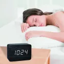 TFA Clocco Design Funk-Wecker Thermometer Kalender in Holz-Optik schwarz